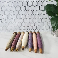 Wooden Quills Bobbins Spools Spindle Thread Textiles Lot of 7 Multicolor Vintage