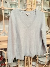LOFT By Ann Taylor Aquamarine Knitted Cotton Pullover Sweater Women's M Sparkles