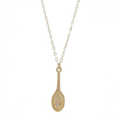 Gelbgold Diamant Tennisschläger Solitär Halskette 15 3/4'' - 14k Sport