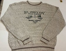 St John’s Bay Men’s M Sweater USA Made Cotton Knit Outdoor Compass Logo