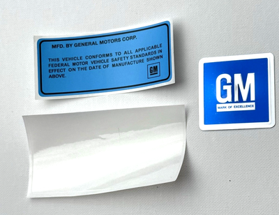 69-72 Fits GM DOOR JAMB DECAL SET VIN DECAL + GM DECAL CORRECT