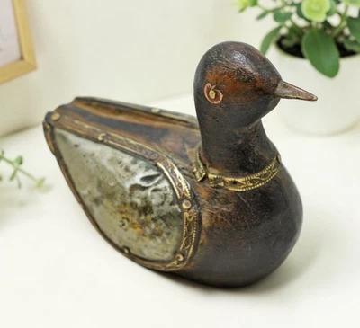 Sculpture Vintage En Bois De Canard Figurine En Bois Sculptée À La Main - Photo 1/4