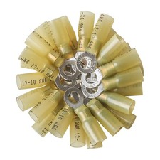 50Pcs Heat Shrink Ring Terminals Wire Connectors Yellow 12-10 AWG Gauge 1/4 Hole