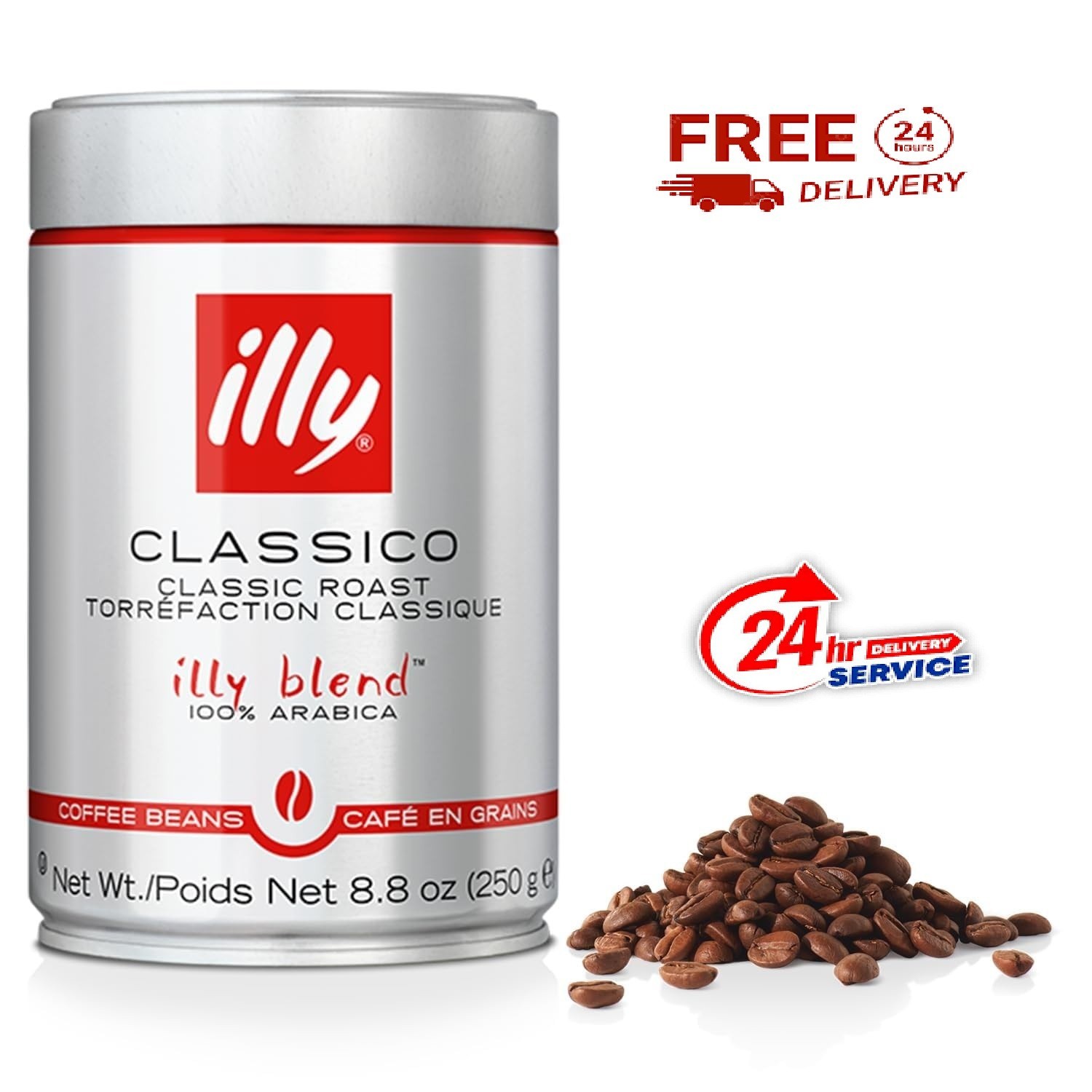 100% Arabica Coffee Illy Classico Whole Bean Coffee, Medium Roast, Classic Roast