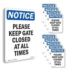 Please Keep Gate Closed At All Times OSHA Notice Sign Or Decal - 5 or 10 Pack