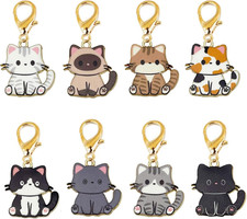7 Pcs Women Girls Keychain Cute Cat Key Chain Small Bag Charm Metal