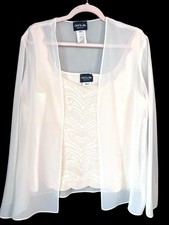 Onyx Nite 2 Pc Ivory Beaded Tank Sheer Jacket...