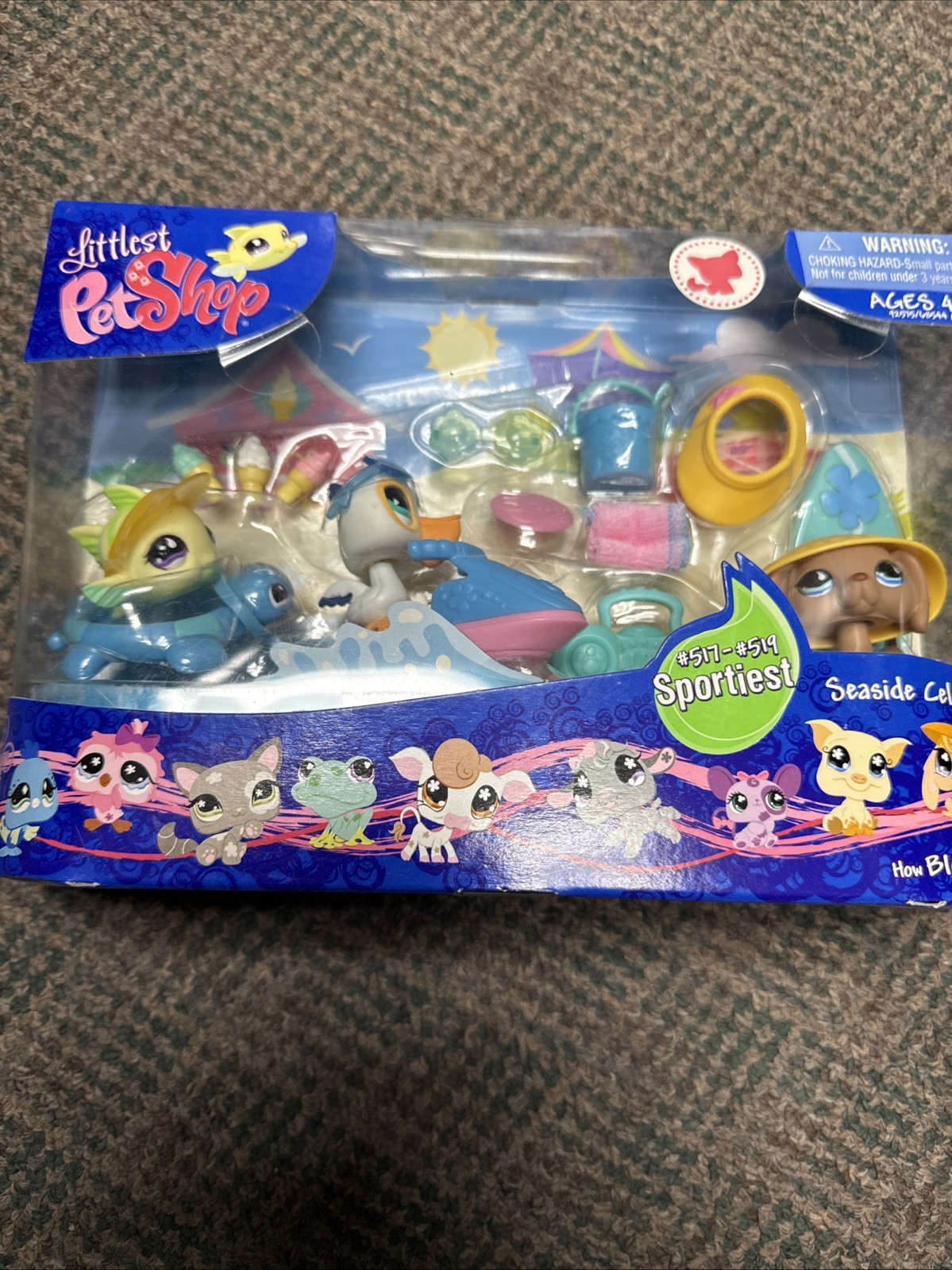 Littlest Pet Shop SEASIDE CELEBRATION Sportiest Pack 517, 518, 519