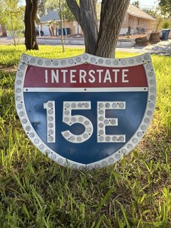 1970’s California 15 E Freeway Interstate Sign Shield Retired Reflectors