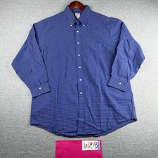 Brooks Brothers Shirt 17 Royal Blue Check Non Iron Button Up Long Sleeve Mens