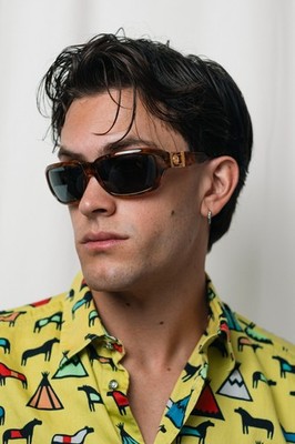 Gianni Versace 412/A Rare Vintage 90s Rectangular Havana Gold Medusa Sonnenbrille