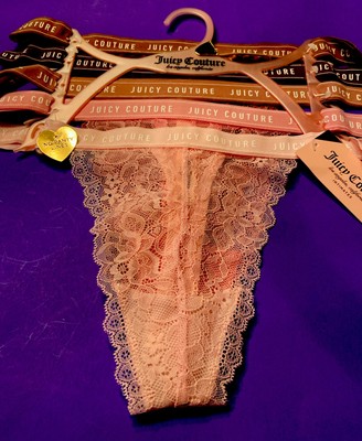 JUICY COUTURE 5 PACK SEXY  LACE ASSORTED PINK LOGO THONGS/ Large/ MSRP $38