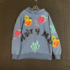 Pacsun Wait 4 Me Blue Graphic Pullover Hoodie Sweater Men's Size Large