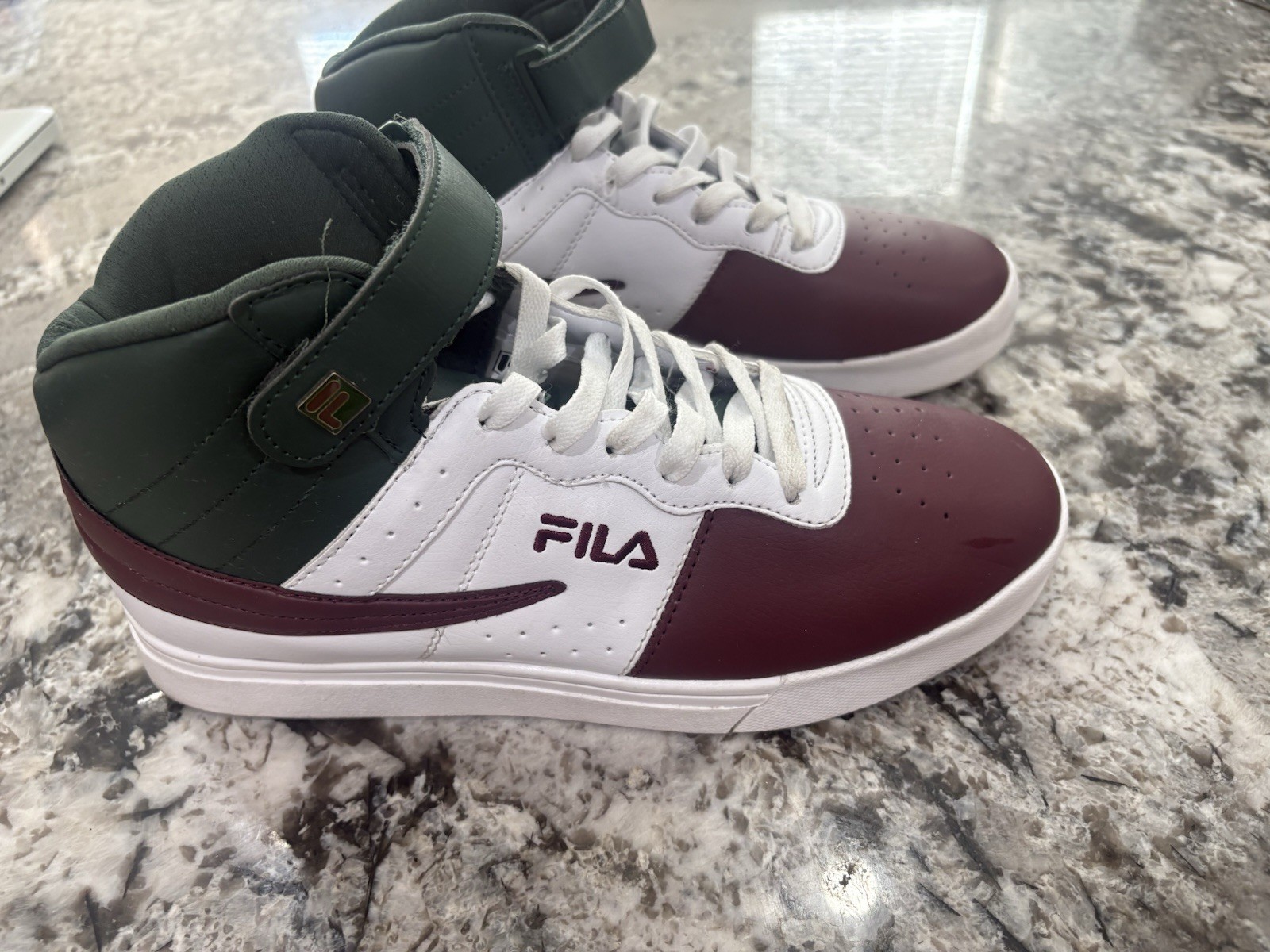 FILA High Top Sneakers Green White Burgundy Men's Basketball
