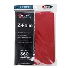 BCW Z-Folio 9-Pocket ZIPPER  Album - Red - FREE SHIP