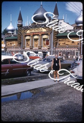 Corn Palace Cars South Dakota 35mm Slide 1950s Kodachrome Volkswagen Van Woman