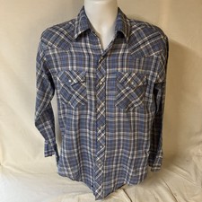 Authentic Youngbloods Western Pearl Snap Shirt Medium 15 15.5 Metallic Thread FS