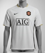 Maglia da trasferta Manchester United 2006-2007 Nike bianca AIG Ronaldo epoca...