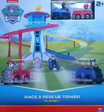Paw Patrol Rennbahn Turm mit Mini-Fahrzeug Chase Marshall Hauptquartier