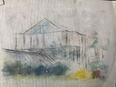 Franz Ehmke 1928 - 2018 Berlin Pastel View Botanical Facility Blankenfelde