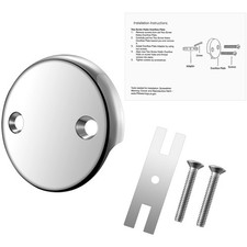 2-Hole Bathtub Overflow Cover Plate with Adapter, Brushed Nickel, Installatio...