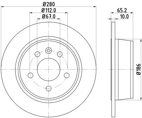 HELLA 8DD 355 104-541 Disco freno pieno, rivestito, senza bullone fissaggio ruota - Immagine 2