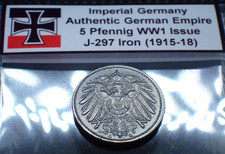 Imperial Germany WW1 1915-1918 5 Pfennig Iron Coin Rare Empire Artifact J.297