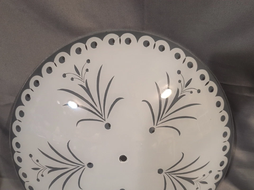 Feather Fan Ceiling Fixture Light FixtureGrey & White 17.5" Mid Century Vintage  - Image 2 of 4