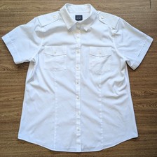 BROOKS BROTHERS NetJets Short Sleeve Dress Shirt Pilot White 14 Regular NEW