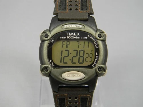 VTG Timex Expedition Digital Watch Men 39mm Chronograph Timer Alarm New Battery