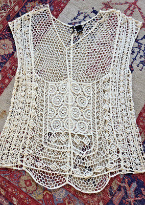 Boho Style Crochet Vest Style XL 100% Cotton