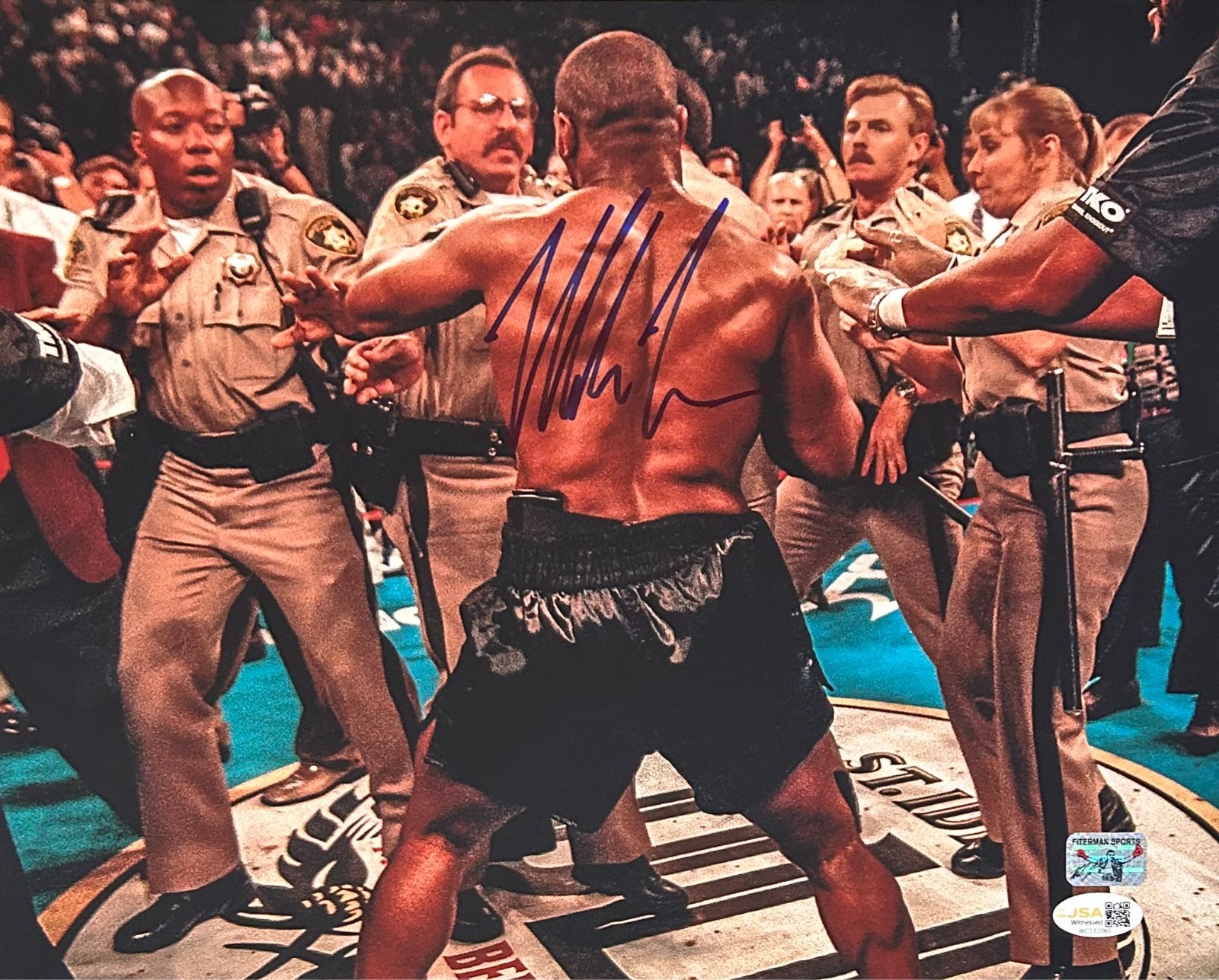 MIKE TYSON AUTOGRAPHED 11x14 PHOTO JSA & TYSON AUTHENTICATION COPS