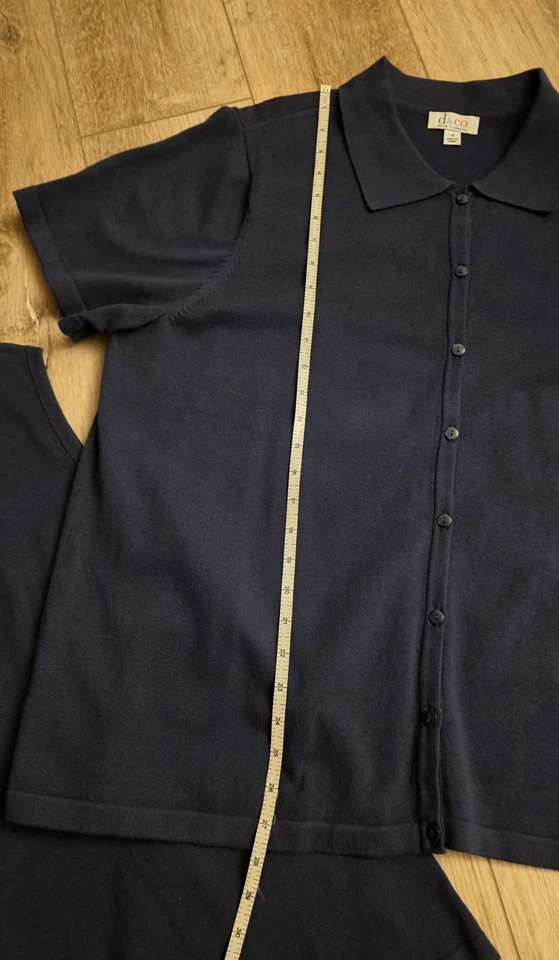 Женские D&Co. 1 X темно-синий хлопок смесь Майка и SS кнопка спереди верхний комплект - Изображение 4 из 4