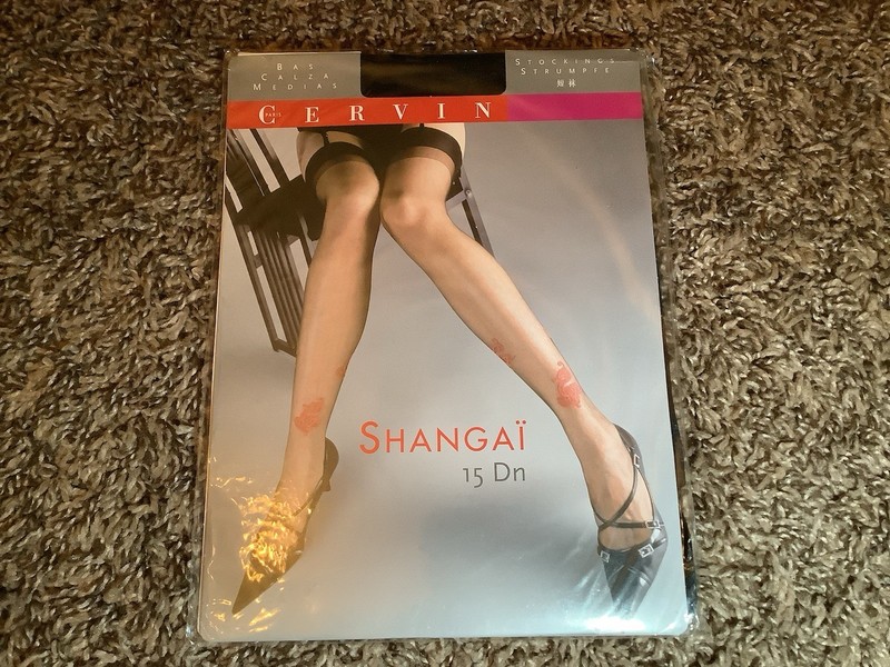 Cervin Shangai stockings, 15 denier, color black & red, size: 3