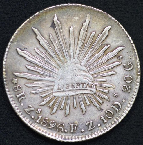 1896 Mexico 8 Reales, Casa de Moneda de Zacatecas, Zacatecas, Zs FZ, KM# 377.13