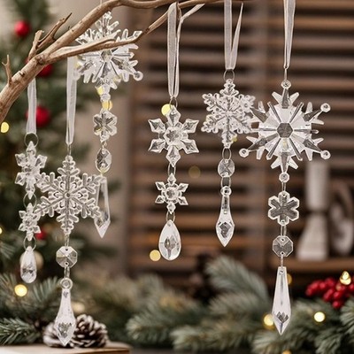 Weihnachtsbaum Acryl Schneeflocke Ornamente für Winter Urlaub Dekoration