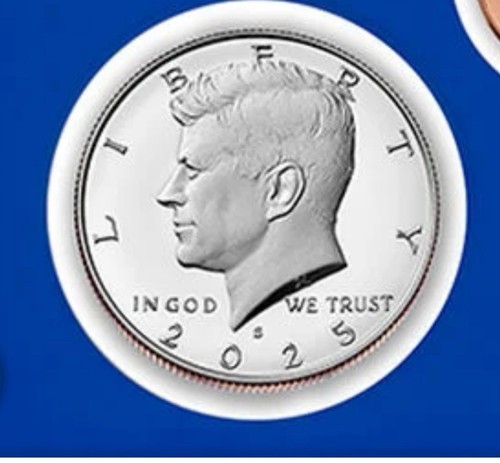2025 S Proof Kennedy mezzo dollaro da US Mint Set 50 centesimi moneta placcata gemma - Foto 6 di 9