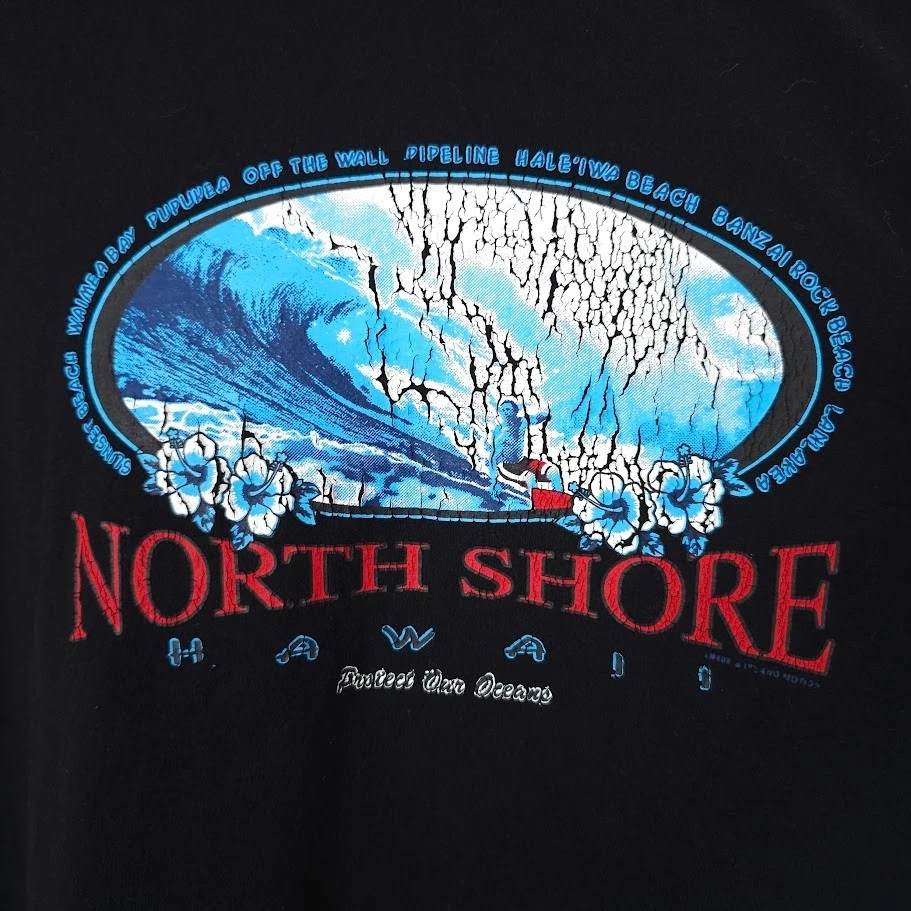 North Shore Hawaii T Shirt Mens Size XL Black Surfer Pipeline Surfing Hawaiian - Image 3 of 4
