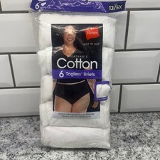 Hanes Womens 5X Briefs White 6 Pack Cotton Tagless Just My Size Breathable Basic