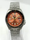Vintage Refurbished Seiko 5 Sports GMT Salmon Dial Analog Men's Wrist Watch
