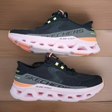 Skechers Altus Sporty Womens Glide Step Slip Ins Sneakers Black Pink Sz 9