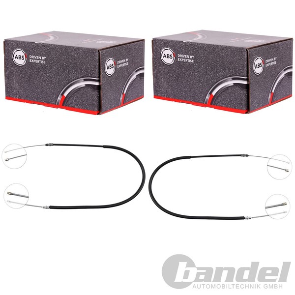 2X A.B.S. Handbremsseile Hinten Passend FüR Renault Clio Rapid Trommelbremse LIN-image