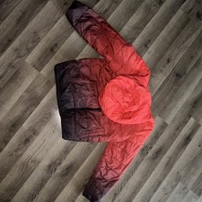 Abercrombie Kids Boys Ombr  Puffer Jacket Red Black Hooded Full Zip Size 13/14