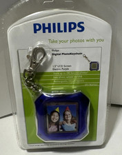 Philips Digital Photo Keychain Purple 1.5" LCD Screen Upload USB Lithium Battery