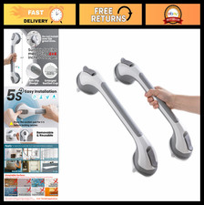 Suction Grab Bars for Shower Safety - 2 Pack Non-Slip Handles, 16.8", Grey