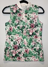 Tommy Bahama Golf 1/4 Zip Tank Top Womens Size S Floral Tropical Active Resort