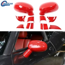 Red Side Rear View Mirror & Base Cover Shell Trim for Dodge Challenger 2009-2020