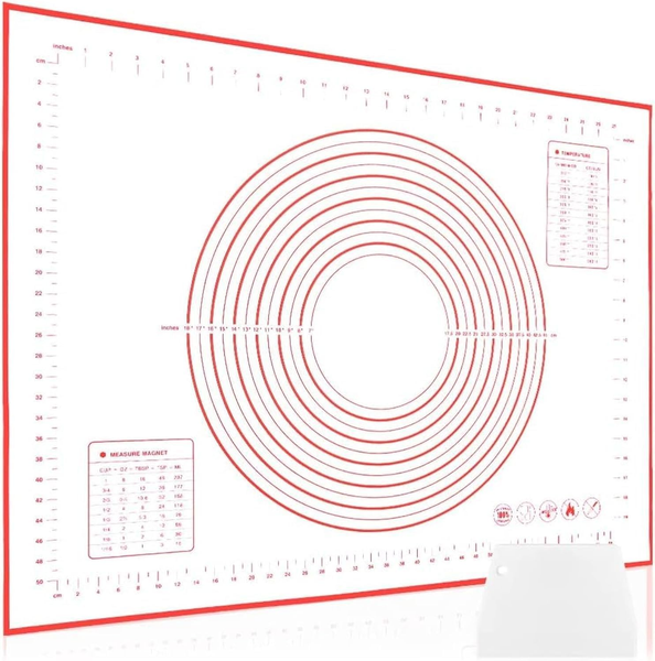 Silikon Backmatte Rot 80X60Cm, Rutschfeste Teigmatte Mit Messung, Antihaft Backu-image