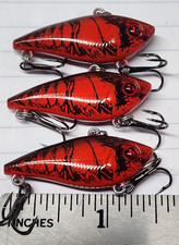 3 Small  1 1/2" H2O Express Red Craw Lipless Crankbaits 1/8oz Micro Ulrea Light
