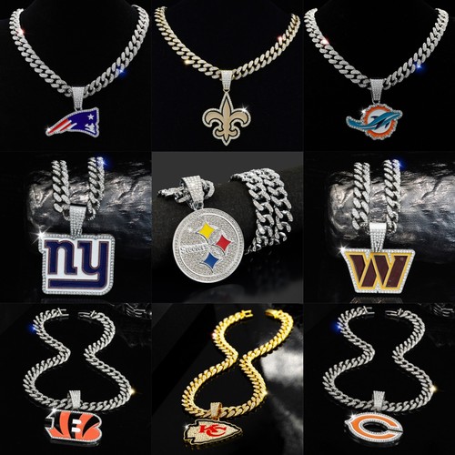 Juwel NFL Football (AFC/NFC) Anhänger Kette Halskette Team Fan Hip Hop Schmuck - Bild 2 von 80